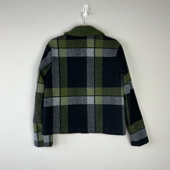 Anthropologie Women's Hutch Sherpa-Trimmed Plaid Jacket size S Grunge Revival - Picture 4 of 4